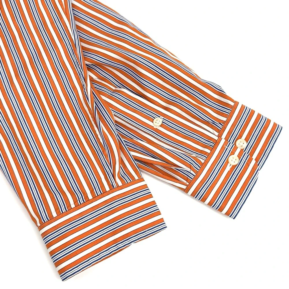 Ralph Lauren Shirt Men's L Custom Fit Long Sleeve Orange Blue Stripe Hong‎ Kong